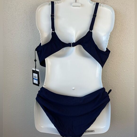 NWT DKNY Navy Blue Bikini Top and Matching Bottoms Size XL - Picture 5 of 8